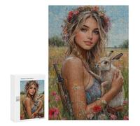 300 PCS Jigsaw Puzzles Floral Crown Rabbit Hunter Jigsaws for Adults Puzzle For Family Fun Difficult And Challenge Educational Family Game 300 PCS