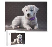 300 PCS Jigsaw Puzzles for Adults Adorable White Puppy with Purple Collar Jigsaw for Adults Relax Games For Family Fun for Is Ideal As A Gift 300 PCS