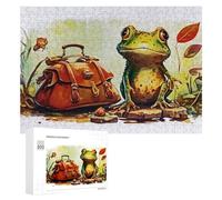 300 PCS Jigsaw Puzzles for Adults Adventure Awaits Frog's Journey Begins! Teenagers Puzzles Hands-on Game Improve Memory Parent-child Interaction 300 PCS