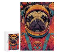 300 PCS Jigsaw Puzzles for Adults Astronaut Space Pug Animal Jigsaw for Adults Brain Teaser Game Birthday Present Difficult And Challenge 300 PCS