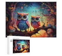 300 PCS Jigsaw Puzzles for Adults Autumn Owls in Enchanted Forest Jigsaw for Adults Relax Games For Family Fun for Is Ideal As A Gift 300 PCS