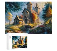 300 PCS Jigsaw Puzzles for Adults Autumnal Church by The Stream Puzzles for Adults DIY Toys Home Decoration Difficult And Challenge 300 PCS