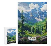 300 PCS Jigsaw Puzzles for Adults Banff National Park Canada Illustration Puzzle for Adults Anti-Stress Toys A Work of Art Difficult And Challenge 300 PCS