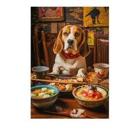 300 PCS Jigsaw Puzzles for Adults Beagle at Dinner Table Puzzle for Adults Hands-on Game Improve Memory Unique Gifts for Birthday And Christmas 300 PCS