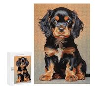 300 PCS Jigsaw Puzzles for Adults Black And Tan Cavalier King Charles Spaniel Puppy Jigsaws for Adults DIY Toys Analysis And Logic Unique Gifts for Birthday And Christmas 300 PCS