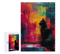 300 PCS Jigsaw Puzzles for Adults Black Cat on Abstract Background Jigsaws for Adults DIY Toys Analysis And Logic Unique Gifts for Birthday And Christmas 300 PCS
