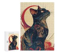 300 PCS Jigsaw Puzzles for Adults Black Japanese Cute Cat Jigsaws for Adults DIY Toys Analysis And Logic Unique Gifts for Birthday And Christmas 300 PCS