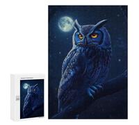 300 PCS Jigsaw Puzzles for Adults Blue Owl Perched at Night Puzzle for Adults Anti-Stress Toys A Work of Art Difficult And Challenge 300 PCS