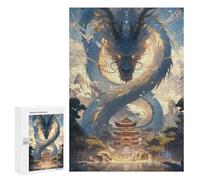 300 PCS Jigsaw Puzzles for Adults Chinese Dragon Temple Jigsaw for Adults Relax Games Hand Speed Race for Is Ideal As A Gift 300 PCS