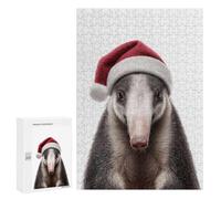 300 PCS Jigsaw Puzzles for Adults Christmas Anteater with Santa Hat Portrait Jigsaw for Adults Relax Games Hand Speed Race for Is Ideal As A Gift 300 PCS