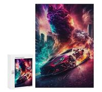 300 PCS Jigsaw Puzzles for Adults Cityscape with Futuristic Car Jigsaw for Adults Relax Games For Family Fun for Is Ideal As A Gift 300 PCS
