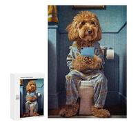 300 PCS Jigsaw Puzzles for Adults Cockapoo on The Toilet Jigsaw for Adults Brain Teaser Game Birthday Present Difficult And Challenge 300 PCS