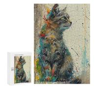 300 PCS Jigsaw Puzzles for Adults Colorburst Cat Whimsy Jigsaw for Adults Relax Games Hand Speed Race for Is Ideal As A Gift 300 PCS