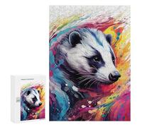 300 PCS Jigsaw Puzzles for Adults Colorful Badger Art Print Teenagers Puzzles Hands-on Game Improve Memory Parent-child Interaction 300 PCS