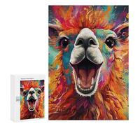 300 PCS Jigsaw Puzzles for Adults Colorful Llama Portrait-3 Jigsaw for Adults Family Games Presents for Women Parent-child Interaction 300 PCS