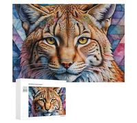 300 PCS Jigsaw Puzzles for Adults Colorful Lynx Portrait Teenagers Puzzles Hands-on Game Improve Memory Parent-child Interaction 300 PCS
