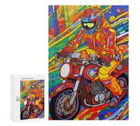 300 PCS Jigsaw Puzzles for Adults Colorful Motorcycle Rider Artwork Jigsaw for Adults Relax Games For Family Fun for Is Ideal As A Gift 300 PCS