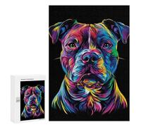 300 PCS Jigsaw Puzzles for Adults Colorful Pitbull Dog Pit Bull Jigsaws for Adults DIY Toys Analysis And Logic Unique Gifts for Birthday And Christmas 300 PCS