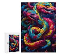 300 PCS Jigsaw Puzzles for Adults Colorful Serpent Illustration Puzzles for Adults DIY Toys Home Decoration Difficult And Challenge 300 PCS