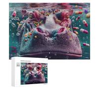300 PCS Jigsaw Puzzles for Adults Colorful Underwater Hippo Teenagers Puzzles Hands-on Game Improve Memory Parent-child Interaction 300 PCS