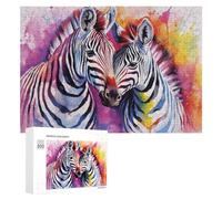 300 PCS Jigsaw Puzzles for Adults Colorful Zebras Artistic Watercolor Splash Jigsaw for Adults Family Games Presents for Women Parent-child Interaction 300 PCS