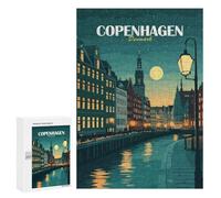 300 PCS Jigsaw Puzzles for Adults Copenhagen, Denmark Cityscape at Night Puzzle for Adults Anti-Stress Toys A Work of Art Difficult And Challenge 300 PCS