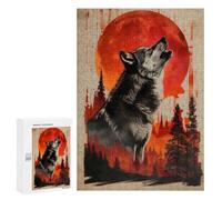 300 PCS Jigsaw Puzzles for Adults Crimson Moon Wolf Call Jigsaw for Adults Relax Games Hand Speed Race for Is Ideal As A Gift 300 PCS