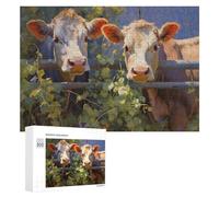 300 PCS Jigsaw Puzzles for Adults Curious Cows Behind Fence Puzzles for Adults DIY Toys Home Decoration Difficult And Challenge 300 PCS
