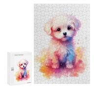 300 PCS Jigsaw Puzzles for Adults Cute Baby Maltese Puppy Puzzle for Adults DIY Toys Precision Cutting Unique Gifts for Birthday And Christmas 300 PCS