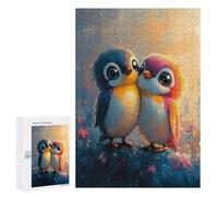 300 PCS Jigsaw Puzzles for Adults Cute Oil Paint Penguin Couple Jigsaws for Adults DIY Toys Analysis And Logic Unique Gifts for Birthday And Christmas 300 PCS