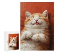 300 PCS Jigsaw Puzzles for Adults Cute Sleeping Tabby Kitten Jigsaw for Adults Relax Games Hand Speed Race for Is Ideal As A Gift 300 PCS