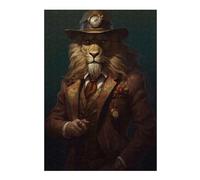 300 PCS Jigsaw Puzzles for Adults Dapper Lion Gentleman with Clockwork Hat Puzzle for Adults Hands-on Game Improve Memory Unique Gifts for Birthday And Christmas 300 PCS