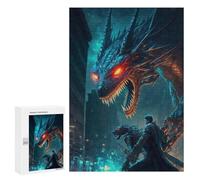 300 PCS Jigsaw Puzzles for Adults Dragon Confrontation in Cityscape Teenagers Puzzles Hands-on Game Improve Memory Parent-child Interaction 300 PCS