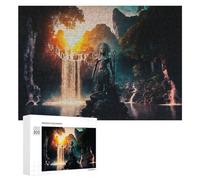 300 PCS Jigsaw Puzzles for Adults Enchanted Waterfall with Ancient Statue Jigsaw for Adults Relax Games For Family Fun for Is Ideal As A Gift 300 PCS