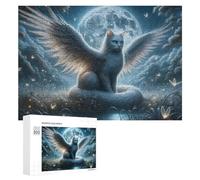 300 PCS Jigsaw Puzzles for Adults Enchanted Winged Cat Night Scene Jigsaw for Adults Relax Games For Family Fun for Is Ideal As A Gift 300 PCS