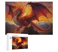 300 PCS Jigsaw Puzzles for Adults Fire Dragon Rising Epic Fantasy Art Jigsaw for Adults Relax Games For Family Fun for Is Ideal As A Gift 300 PCS
