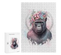 300 PCS Jigsaw Puzzles for Adults Floral Watercolor Gorilla Puzzle for Adults DIY Toys Precision Cutting Unique Gifts for Birthday And Christmas 300 PCS