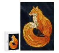 300 PCS Jigsaw Puzzles for Adults Fox Stained Glass Style Digital Art Puzzle for Adults Anti-Stress Toys A Work of Art Difficult And Challenge 300 PCS