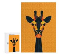300 PCS Jigsaw Puzzles for Adults Geometric Giraffe Vector Portrait on Orange Puzzle for Adults Anti-Stress Toys A Work of Art Difficult And Challenge 300 PCS