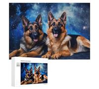 300 PCS Jigsaw Puzzles for Adults German Shepherd Dogs in Space Background Jigsaw for Adults Relax Games For Family Fun for Is Ideal As A Gift 300 PCS