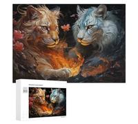 300 PCS Jigsaw Puzzles for Adults Golden And Silver Tigers A Digital Artwork Teenagers Puzzles Hands-on Game Improve Memory Parent-child Interaction 300 PCS