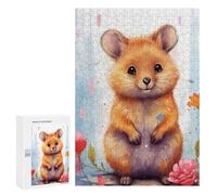 300 PCS Jigsaw Puzzles for Adults Golden Hamster in Flowers -2 Jigsaw for Adults Brain Teaser Game Birthday Present Difficult And Challenge 300 PCS