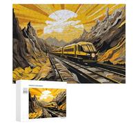 300 PCS Jigsaw Puzzles for Adults Golden Mountain Train Journey Jigsaw for Adults Relax Games For Family Fun for Is Ideal As A Gift 300 PCS