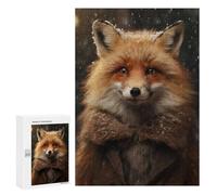 300 PCS Jigsaw Puzzles for Adults Happy Winter Smiling Fox Jigsaw for Adults Brain Teaser Game Birthday Present Difficult And Challenge 300 PCS