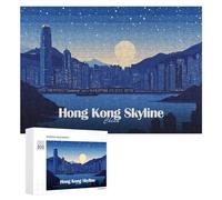 300 PCS Jigsaw Puzzles for Adults Hong Kong Skyline at Night Jigsaw Puzzle Hands-on Game But Fun And Humorous Birthday And Unique Gifts 300 PCS