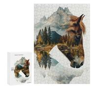 300 PCS Jigsaw Puzzles for Adults Horse & Mountain Landscape Puzzle for Adults Anti-Stress Toys A Work of Art Difficult And Challenge 300 PCS