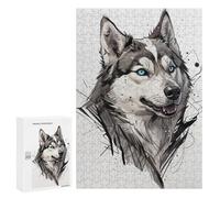 300 PCS Jigsaw Puzzles for Adults Husky Portrait with Abstract Background Jigsaws for Adults DIY Toys Analysis And Logic Unique Gifts for Birthday And Christmas 300 PCS