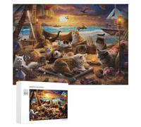 300 PCS Jigsaw Puzzles for Adults Island Cats Paradise Teenagers Puzzles Hands-on Game Improve Memory Parent-child Interaction 300 PCS