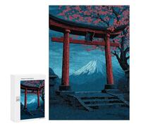 300 PCS Jigsaw Puzzles for Adults Japanese Torii Gate with Mount Fuji Jigsaw for Adults Relax Games Hand Speed Race for Is Ideal As A Gift 300 PCS