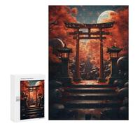 300 PCS Jigsaw Puzzles for Adults Japanese Torri Gate Moon Jigsaw for Adults Relax Games Hand Speed Race for Is Ideal As A Gift 300 PCS
